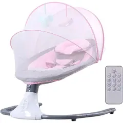MUNDO BEBE - SILLA MECEDORA ELECTRICA PARA BEBES INCLUYE ACCESORIOS COLOR ROSA
