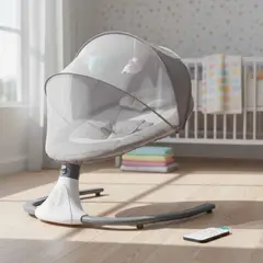 MUNDO BEBE - SILLA MECEDORA ELECTRICA PARA BEBES INCLUYE ACCESORIOS COLOR GRIS