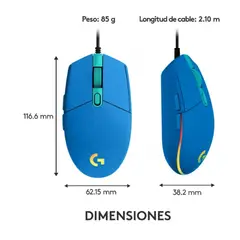 LOGITECH - Mouse Gamer G203 Lightsync RGB 8000 DPI USB Azul