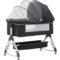 FRAGOLA KIDS - Cuna Colecho Bebe Con Mosquitero Mecedora Y Organizador 009 Gris Oscuro