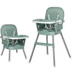 FRAGOLA KIDS - Silla Comedor Bebe Alta Plegable Portatil 3 En 1 Alturas Verde