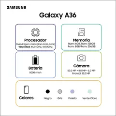 SAMSUNG - Celular A36 8GB 256GB 5G Verde + Smartwatch Mobula H8 Ultra