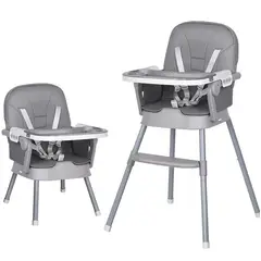 FRAGOLA KIDS - Silla Comedor Bebe Alta Plegable Portatil 3 En 1 Alturas Gris