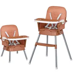 FRAGOLA KIDS - Silla Comedor Bebe Alta Plegable Portatil 3 En 1 Alturas Khaki