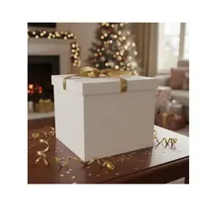 INFANTILES CAJUROMIX - Caja De Regalo Grande Con Tapa Y Cinta 30 Cm Blanco