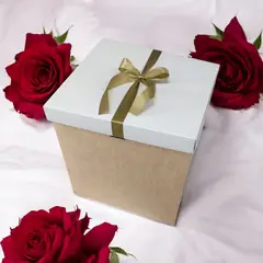 INFANTILES CAJUROMIX - Caja De Regalo Grande Con Tapa Y Cinta 30 Cm Kraft