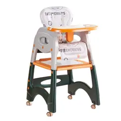 FRAGOLA KIDS - Silla Comedor Bebe Escritorio Lego 3 En 1 Mesa Silla 0020 Naranja