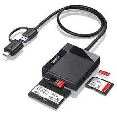 UGREEN - Lector Tarjetas USB-C/USB 3.0 Adaptador 4 Puertos TF SD Plug and play Transmisión OTG 5 Gbps