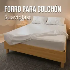 GENERICO - Forro protector antifluidos para cama doble color blanco