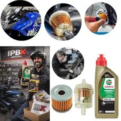 GENERICO - Kit Aceite castrol gixxer filtros gasolina aceite hibari moto mantenimiento