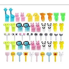 GENERICO - Set 50 tenedores niños animales frutas lonchera pinchos