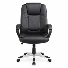 GENERICO - Silla De Oficina En Cuero Giratoria Con Brazos Fijos