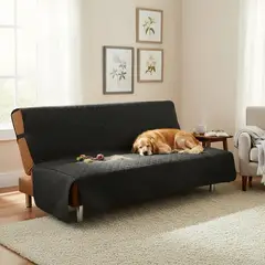 GENERICO - Protector Sofá Cama Sin Brazos 3 Puestos Doble Faz Negro - Gris