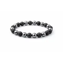 UBMD - Manilla Pulsera Hombre Acerina Roca Lava Volcanica Negro 8mm