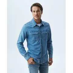 CHEVIGNON - Camisa para Hombre de Demin Slim Fit Casual