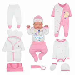 BABY KDS - Set primera muda 11 piezas glotoncitos - Rosado