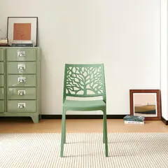 RTA DESIGN - Silla Harlem Verde Con espaldar en forma de árbol y diseño minimalista