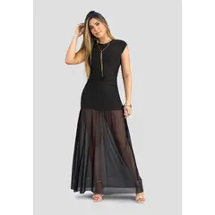 MARKETING PERSONAL - Vestido Largo Mujer Negro Mp 113937