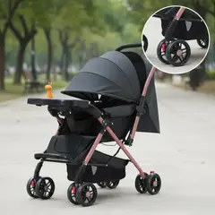 BEBESIT - COCHE QUE SE CONVIERTE EN MOISES MULTIFUNCIONAL REVERSIBLE CON COMEDERO COLOR NEGRO