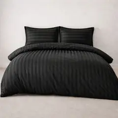 HAPPY BEAR - Combo Duvet Y Plumon Microfibra Negro Líneas