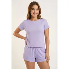 LILI PINK - Conjunto pijama manga corta en poliester de tacto suave