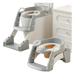 FRAGOLA KIDS - Vasenilla Escalera Baño 3 En1 Reductor Inodoro Entrenamiento Gris