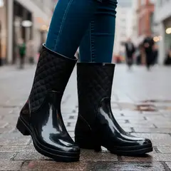 IDECAL - Botas De Caucho Para Lluvia Impermeables Mujer Ref Melissa Color Negro