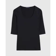 PATPRIMO - Camiseta Para Mujer Manga 3/4 Cuello Redondo Color Negro Marca #30097785