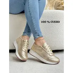 EVEGONZ - Calzado Elegante en Cuero para Mujer color Dorado