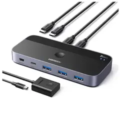UGREEN - SWITCH Conmutador USB-C 2 Computadoras Comparten 4 Puertos Selector Conmutable HUB para PC Laptop