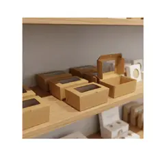 GENERICO - Caja Regalo Kraft Con Ventana Transparente Pack X6