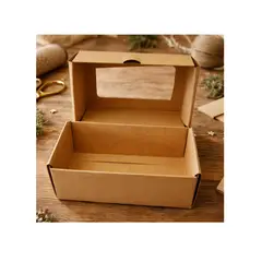 GENERICO - Caja Regalo Kraft Con Ventana Transparente Pack X6