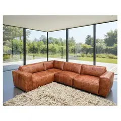 22 GRADOS DECORACION - Sofá Nassor L en Cuero Natural de 310cm