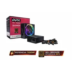 GENERICO - Fuente de Poder Gamer APX HD-700W 700W Reales 80 Plus Bronze RGB