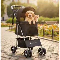GENERICO - Coche Paseador Plegable Para Mascotas Perros Y Gatos Color Negro