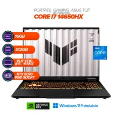 ASUS - PORTATIL GAMER TUF F16 / INTEL CORE i7-14650HX / RTX 5070 8GB / 16GB RAM / 512GB SSD /16” WUXGA