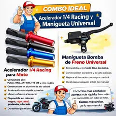 GENERICO - Kit manigueta derecha freno akt acelerador cuarta racing moto universal accesorio