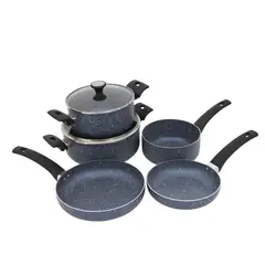 UNIVERSAL - Batería de Cocina Amatista 7 Piezas Aluminio Antiadherente Tipo Granito