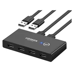 UGREEN - Switch USB 2.0 Selector 2 Entradas y 4 Salidas para Compartir 4 Dispositivos