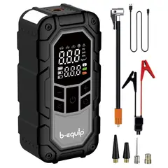 B EQUIP - Compresor Aire Portatil Con Iniciador Bateria 2 En 1 Carro