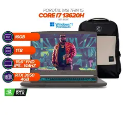 MSI - Thin 15 B13UC / Core i7-13620H / 16GB RAM / SSD 1TB / RTX 3050 / 15.6” FHD 144Hz + Morral