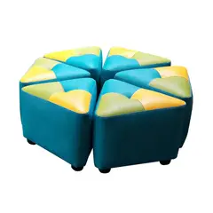 GENERICO - Puff x 6 Triangulares Para Niños Color Aguamarina