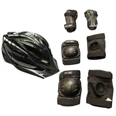 SPORT RUNNER - Kit Protecciones Patinaje Casco + Pads Talla L Color Negro