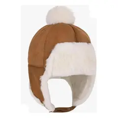 GENERICO - Gorro Bebe Piloto Ovejero Cafe Claro