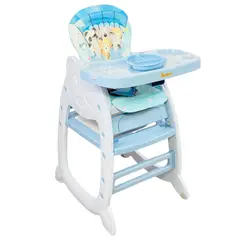GENERICO - Silla Comedor Para Bebe 4 En 1 + Escritorio + Canasta +Lego Azul