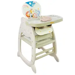 GENERICO - Silla Comedor Para Bebe 4 En 1 + Escritorio + Canasta +Lego Beige
