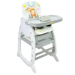 GENERICO - Silla Comedor Para Bebe 4 En 1 + Escritorio + Canasta +Lego Gris