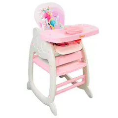 GENERICO - Silla Comedor Para Bebe 4 En 1 + Escritorio + Canasta +Lego Rosado
