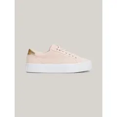 TOMMY HILFIGER - Tenis rosa de lona con talón metalizado
