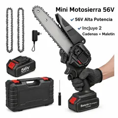 GENERICO - Mini Sierra Motosierra 2 Cadenas Inalámbricas 2 Baterias 56v
